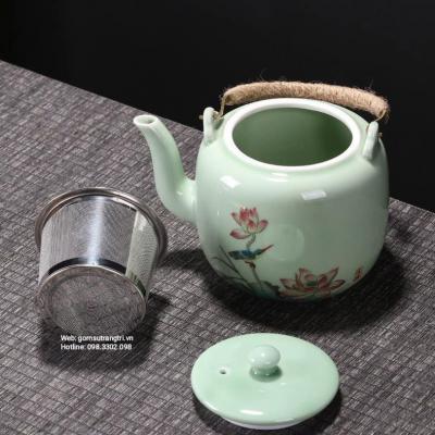 BỘ ẤM CHÉN MEN NGỌC HỌA TIẾT HOA SEN